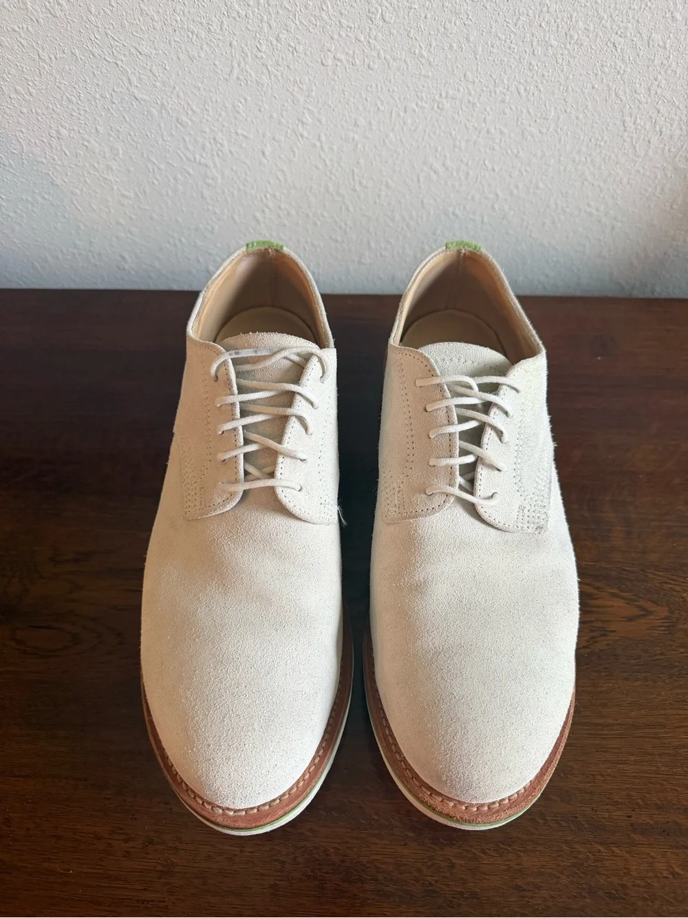 Walk-Over Men’s Custom White Cream Buck Suede “Derby Classic” Style Shoes 11 M